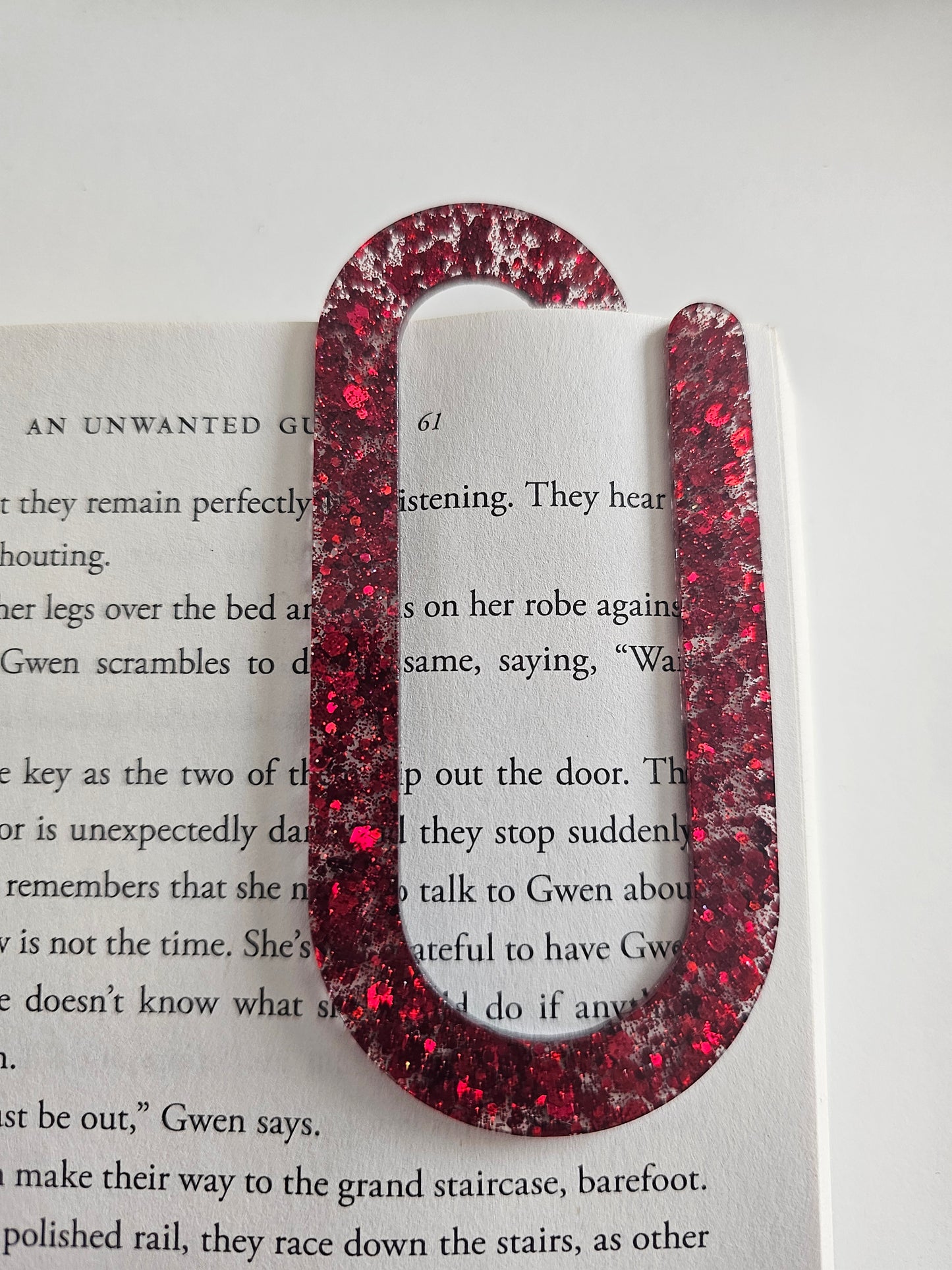 JUMBO Bookmark - Paperclip (Red Sparkle)