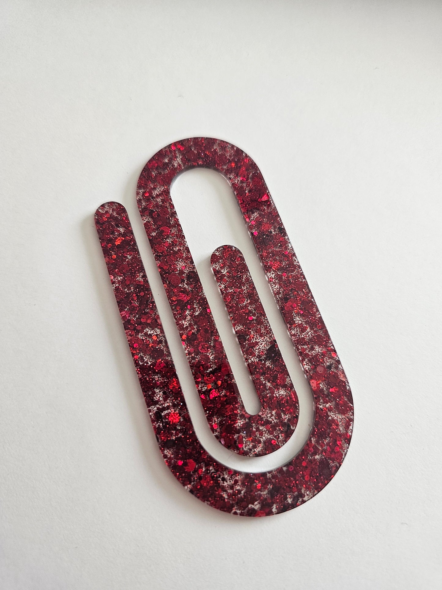 JUMBO Bookmark - Paperclip (Red Sparkle)