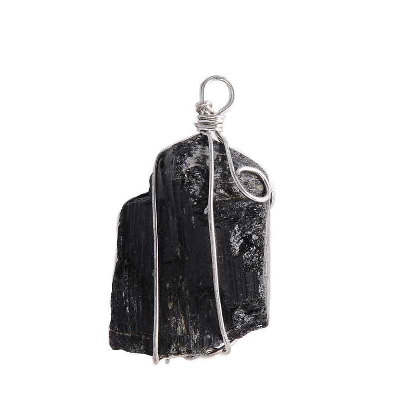 Natural Rough Stone Black Tourmaline Pendant