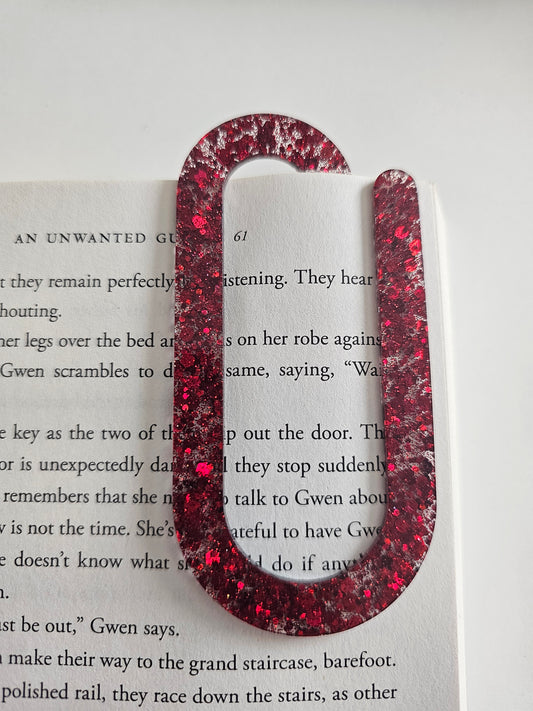 JUMBO Bookmark - Paperclip (Red Sparkle)