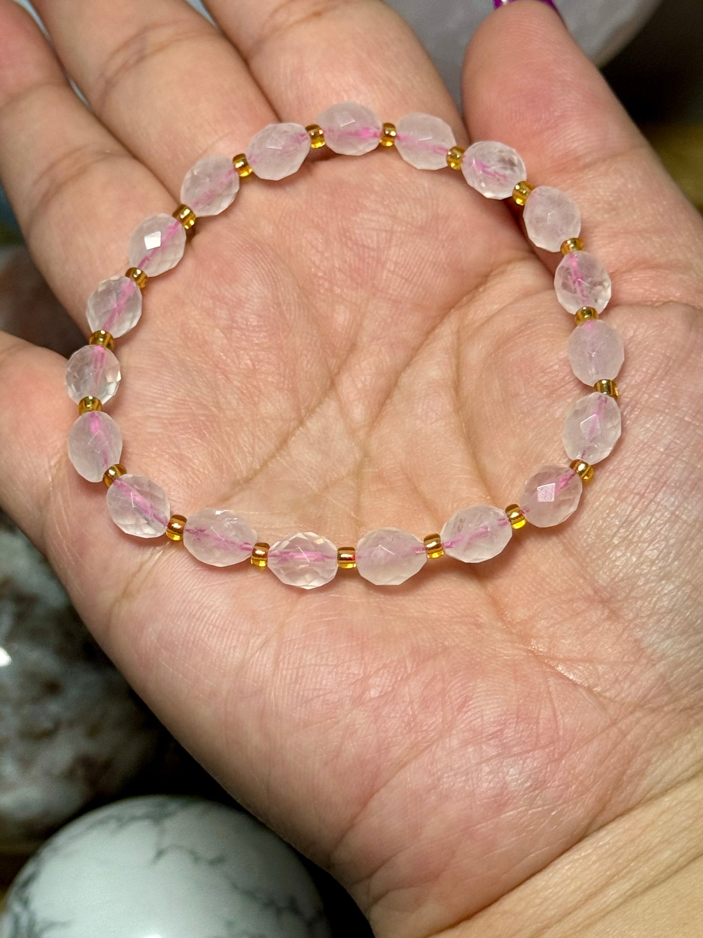 Faceted Rose Quartz Bracelet