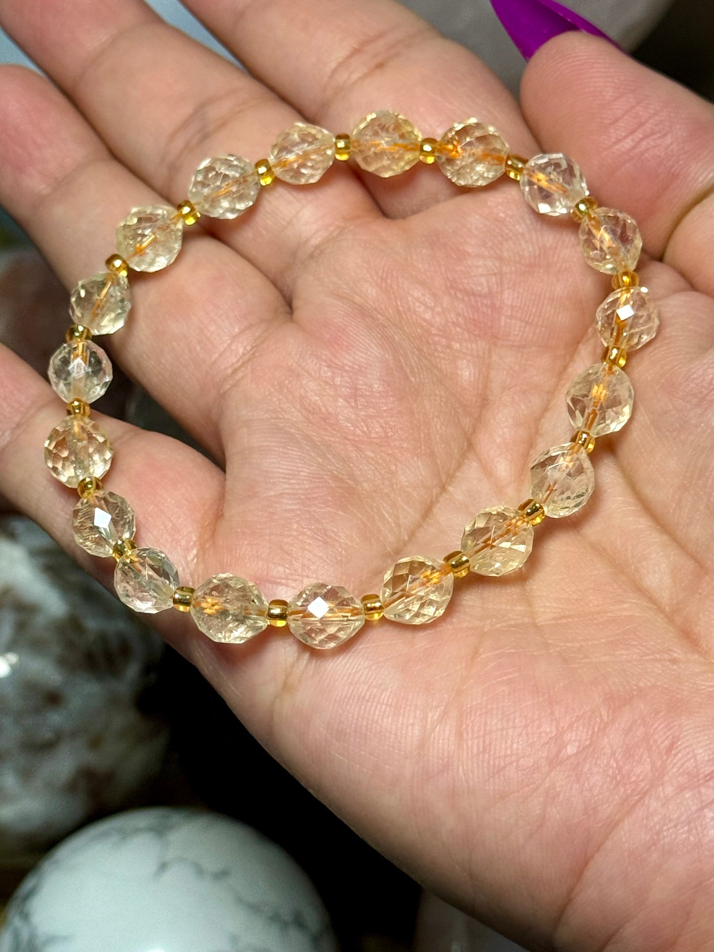 Faceted Rutilated Quartz Bracelet