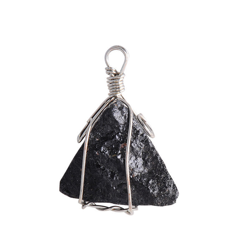 Natural Rough Stone Black Tourmaline Pendant