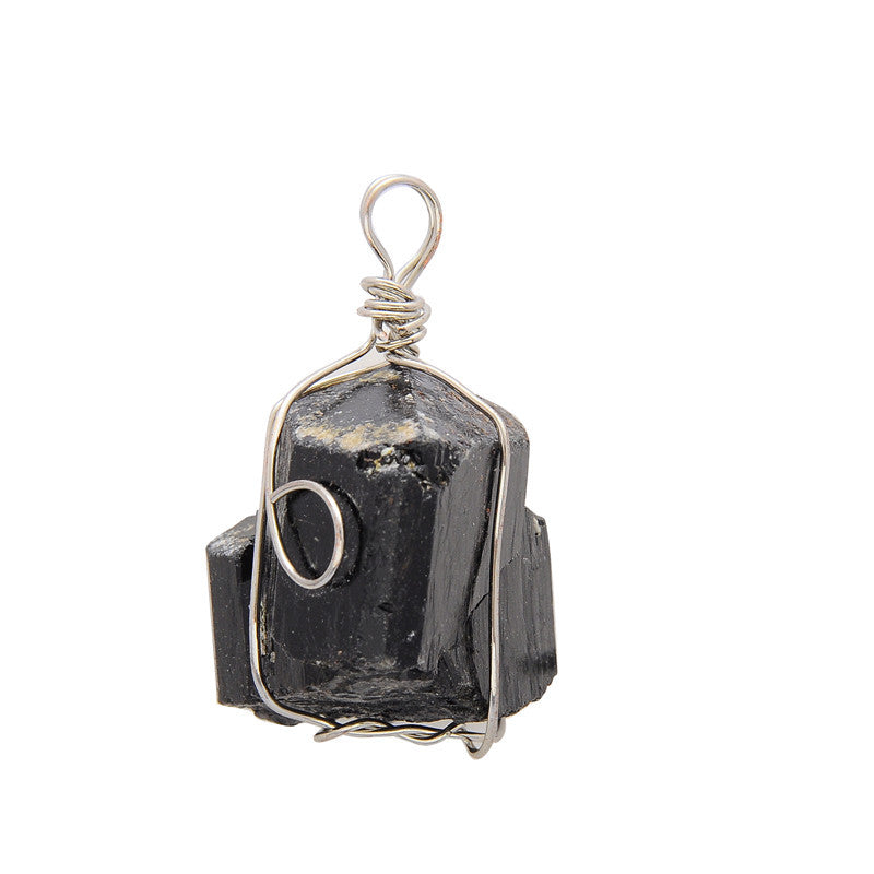 Natural Rough Stone Black Tourmaline Pendant